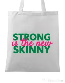 Sacosa din panza Strong is the new skinny Alb