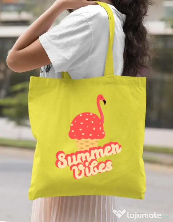 Sacosa din panza Summer Vibes Galben