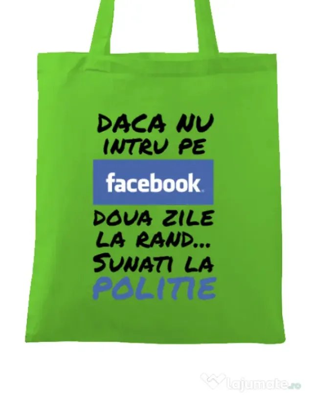 Sacosa din panza Sunati la politie Verde mar