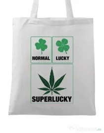 Sacosa din panza Super lucky Alb