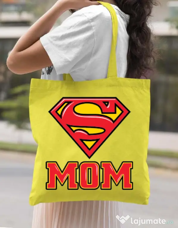Sacosa din panza Super mom Galben