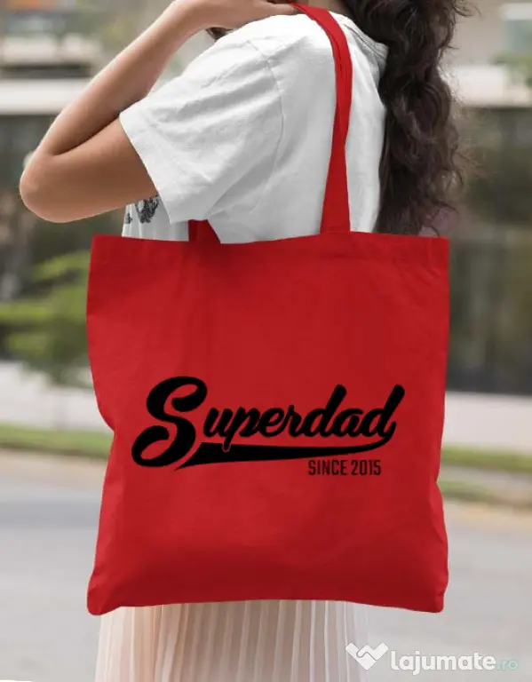 Sacosa din panza Superdad Rosu