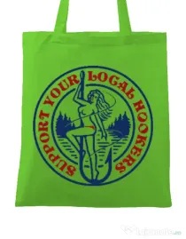 Sacosa din panza SUPPORT YOUR LOCAL HOOKERS Verde mar