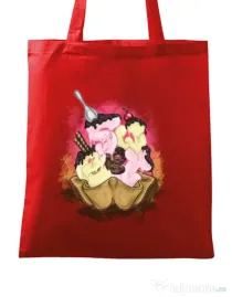 Sacosa din panza sweet ice cream lettering Rosu
