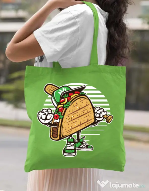 Sacosa din panza Taco Verde mar