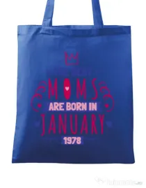 Sacosa din panza The best moms January Albastru regal