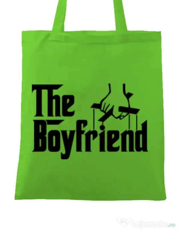 Sacosa din panza The boyfriend Verde mar