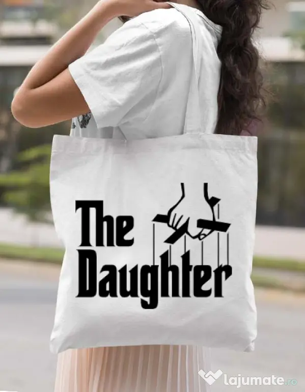 Sacosa din panza The daughter Alb
