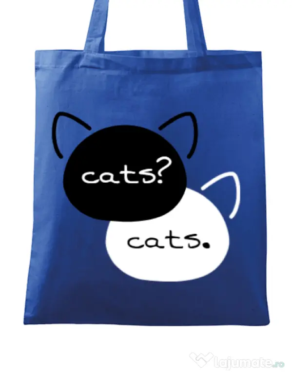 Sacosa din panza The fault in our cats Albastru regal