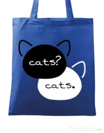 Sacosa din panza The fault in our cats Albastru regal