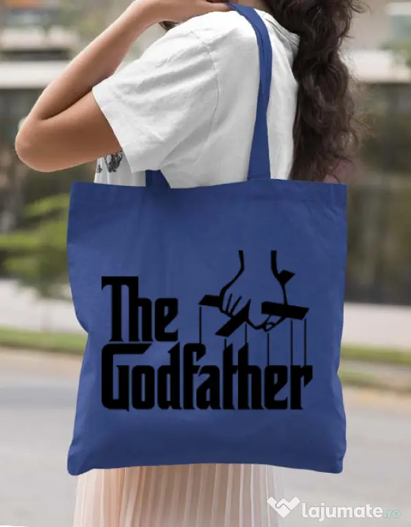 Sacosa din panza The godfather Albastru regal