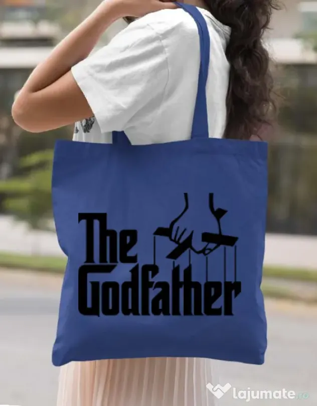 Sacosa din panza The godfather Albastru regal