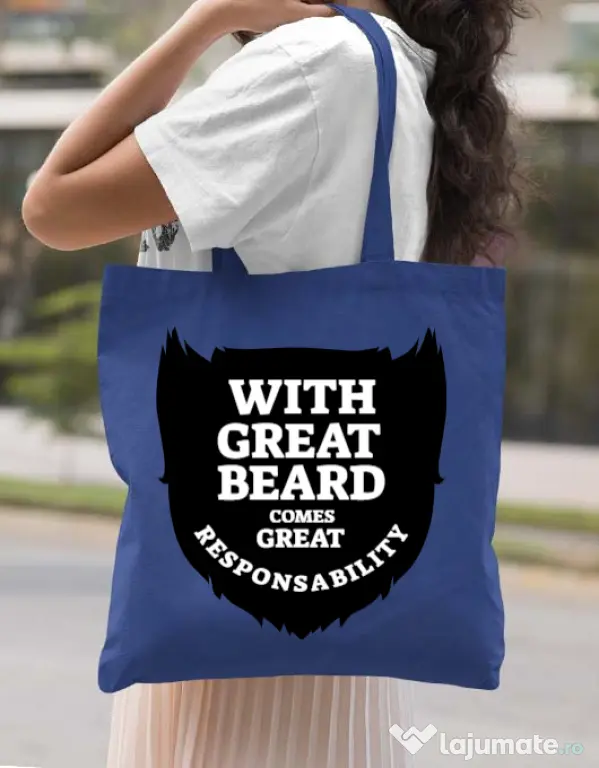 Sacosa din panza The great beard Albastru regal