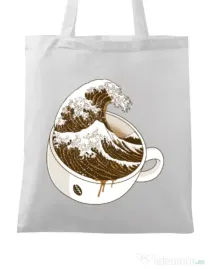 Sacosa din panza The Great Wave off Coffee Alb