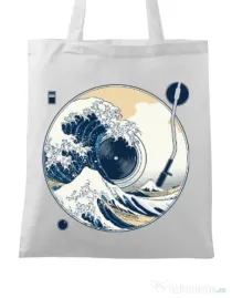 Sacosa din panza The Great Wave off Sound Alb