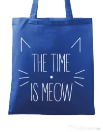 Sacosa din panza The time is meow Albastru regal