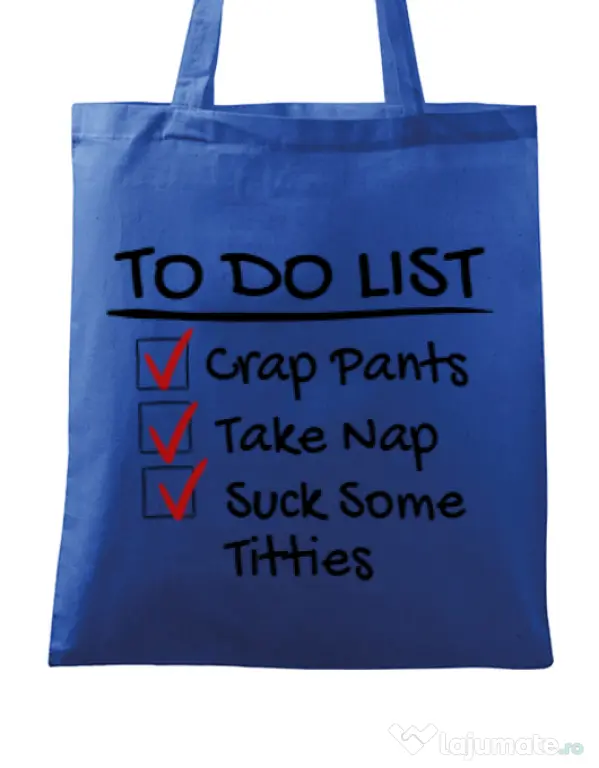 Sacosa din panza To do list Albastru regal