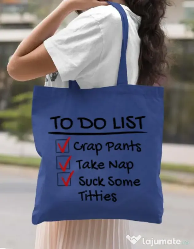 Sacosa din panza To do list Albastru regal