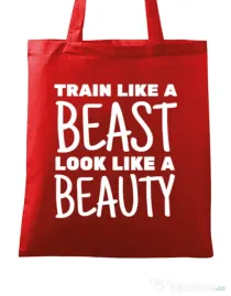 Sacosa din panza Train like a beast Rosu