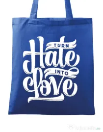Sacosa din panza Turn Hate Into Love Albastru regal