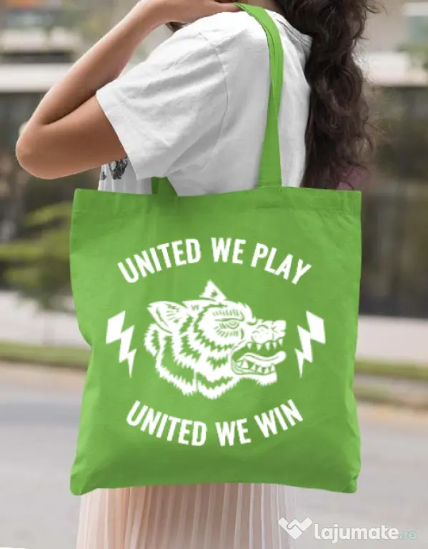 Sacosa din panza United we play Verde mar