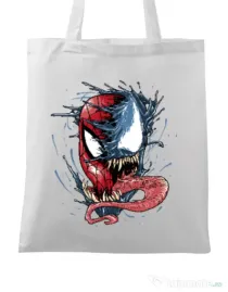 Sacosa din panza Venom vs Spiderman Alb