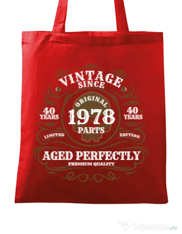 Sacosa din panza Vintage since Rosu