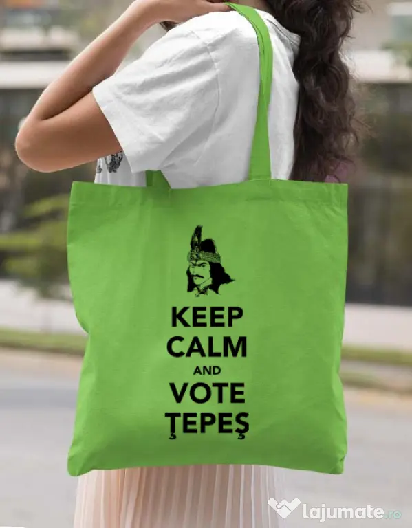 Sacosa din panza Vote Tepes Verde mar