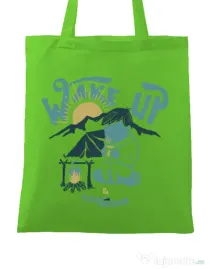 Sacosa din panza Wake up and drink a coffee Verde mar