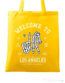 Sacosa din panza Welcome To L.A Galben
