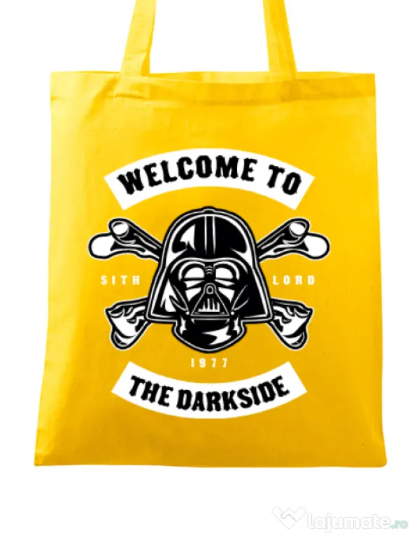 Sacosa din panza Welcome To The Darkside Galben