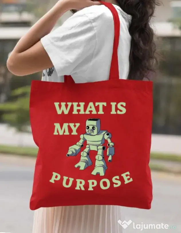 Sacosa din panza What is my purpose Rosu
