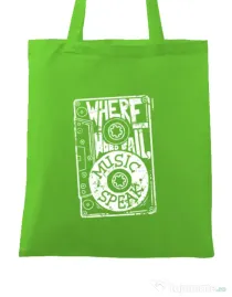 Sacosa din panza Where words fail, music speaks Verde mar