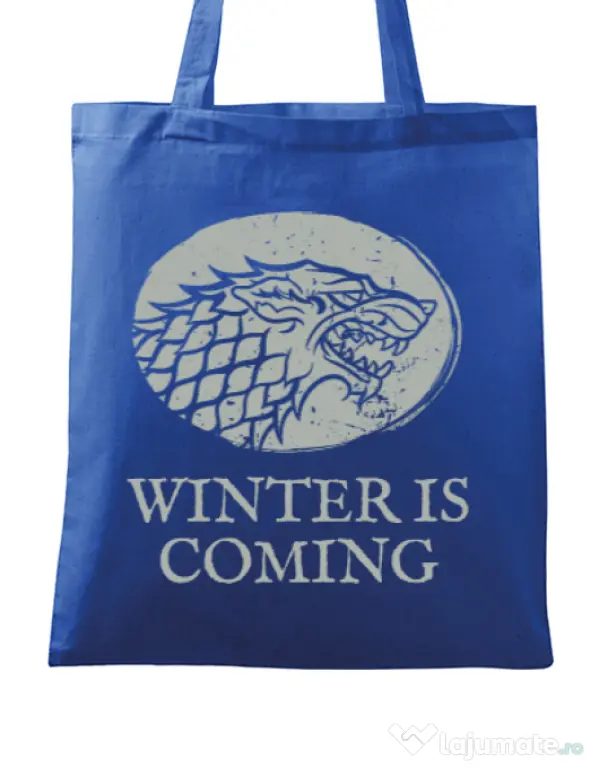 Sacosa din panza Winter is coming Stark Albastru regal