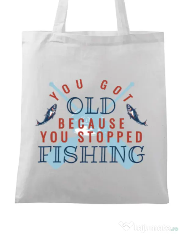 Sacosa din panza You stopped fishing Alb