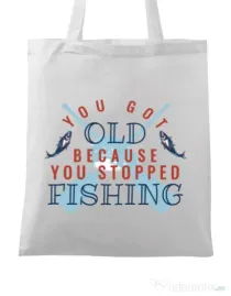 Sacosa din panza You stopped fishing Alb
