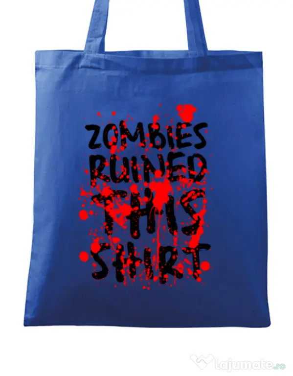 Sacosa din panza Zombies Albastru regal