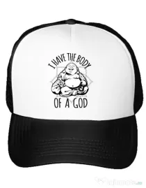 Sapca personalizata Body of a god Alb