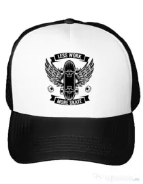 Sapca personalizata Less work more skate Alb