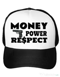 Sapca personalizata Money, power,respect Alb