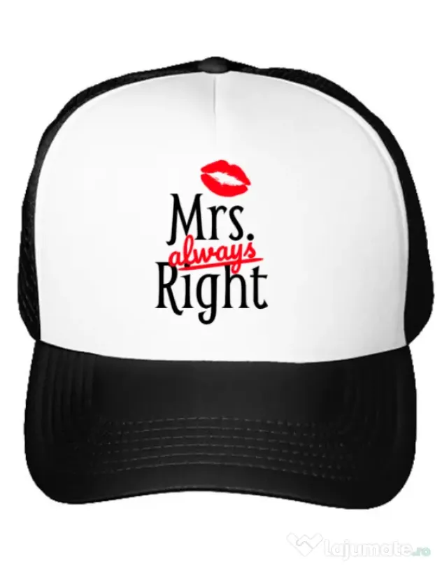 Sapca personalizata Mrs always right Alb