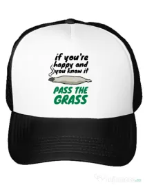 Sapca personalizata Pass the grass Alb