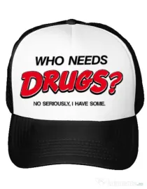 Sapca personalizata Who needs drugs Alb