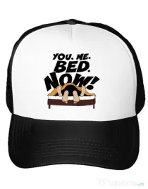 Sapca personalizata You me bed now Alb
