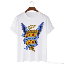 Tricou personalizat alb unisex Angel Pizza