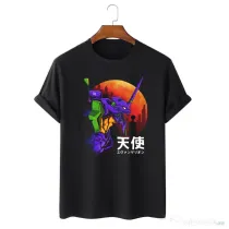 Tricou personalizat negru unisex Evangelion