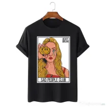 Tricou personalizat negru unisex Sad People Club