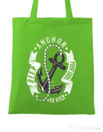 Sacosa din panza Anchor your soul Verde mar