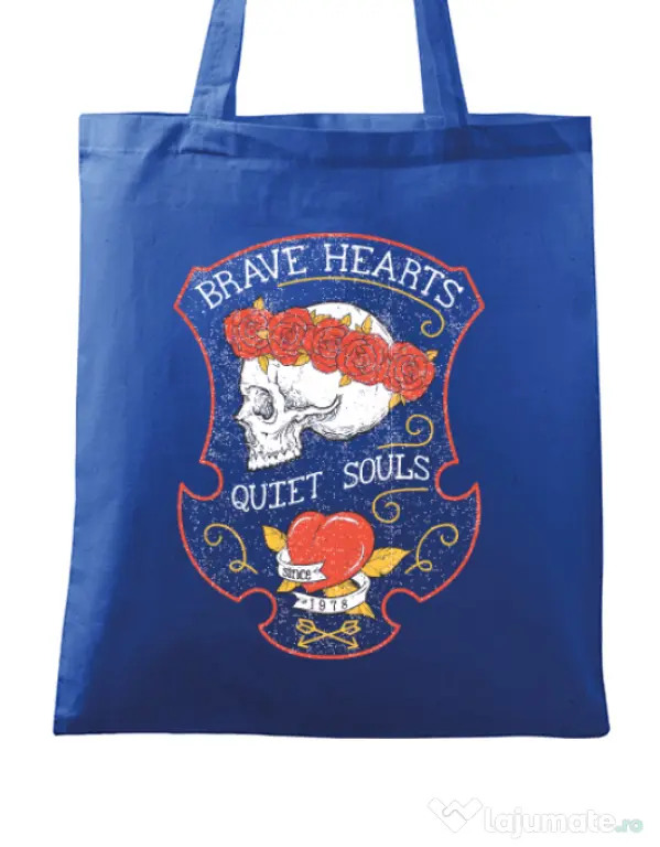 Sacosa din panza Brave hearts Albastru regal