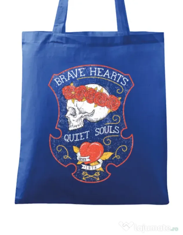 Sacosa din panza Brave hearts Albastru regal